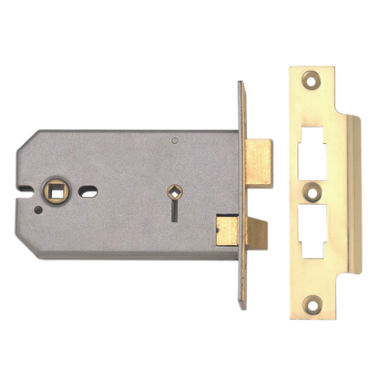 UNION 2026 Horizontal Mortice Bathroom Lock 152mm - Polished Lacquered Brass