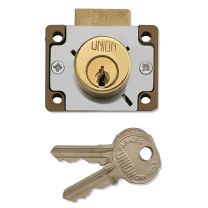 UNION 4147 Cylinder Cupboard / Drawer Lock 44mm Keyed Alike - Polished Lacquered Brass