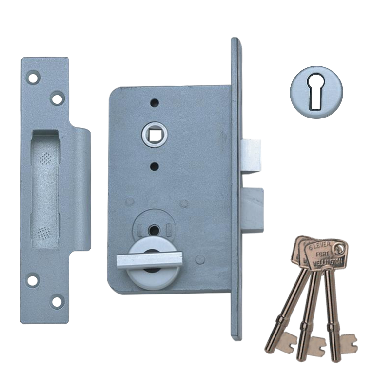 UNION Wellington 4G 6 Lever Sashlock 4GB Left Handed Lock Thumbturn Escutcheon And Lever Handles - Stainless Steel