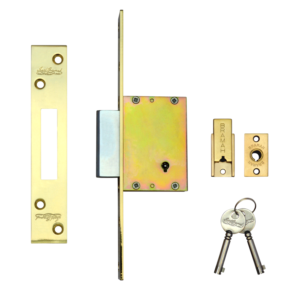 BRAMAH MD27 Deadlock 60mm PB Keyed To Differ - Nickel Brass