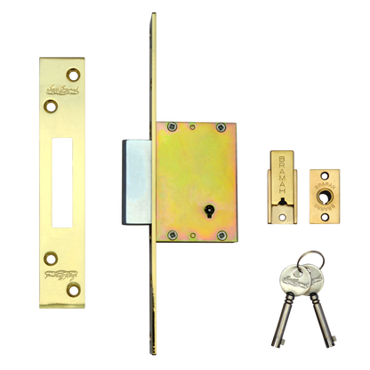 BRAMAH MD27 Deadlock 60mm PB Keyed To Differ - Nickel Brass