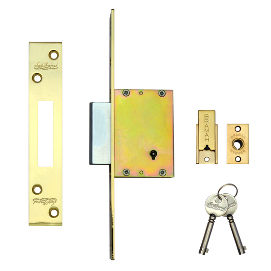 BRAMAH MD27 Deadlock 60mm PB Keyed To Differ - Nickel Brass