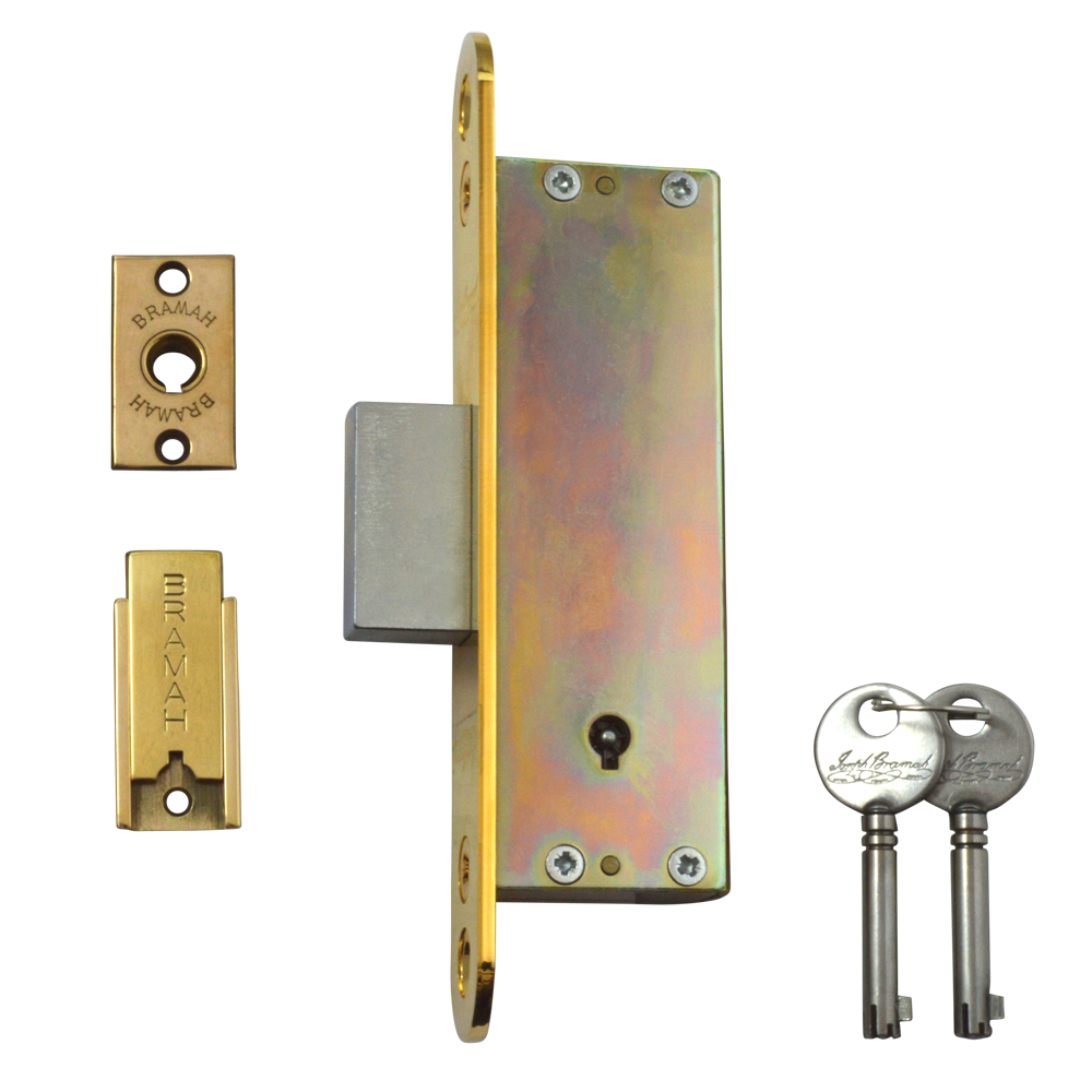 BRAMAH NS27M Deadlock 43mm Keyed To Differ - Polished Brass