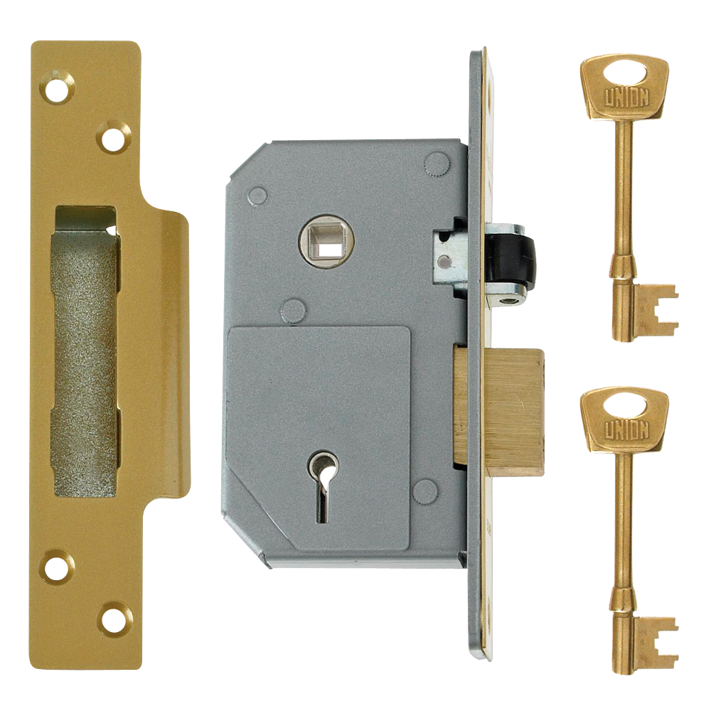 UNION C-Series 3K74 5 Lever Sashlock 67mm Keyed To Differ - Polished Brass