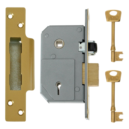 UNION C-Series 3K74 5 Lever Sashlock 67mm Keyed To Differ - Polished Brass