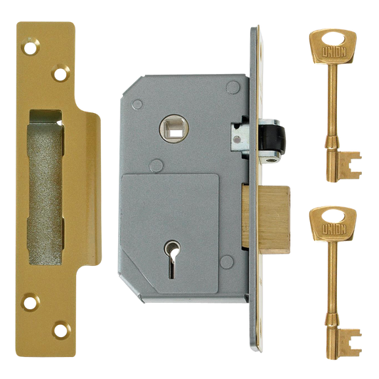 UNION C-Series 3K74 5 Lever Sashlock 67mm Keyed To Differ - Polished Brass