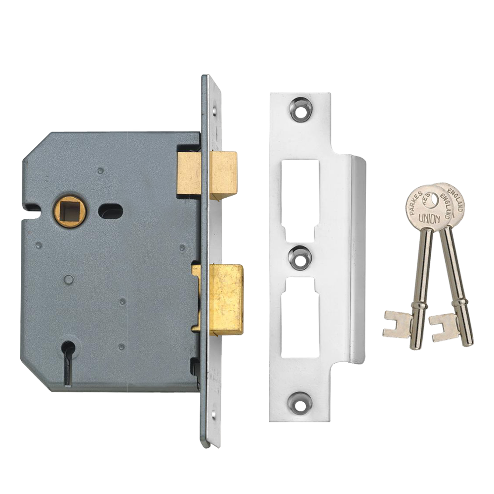 UNION 2277 3 Lever Sashlock 75mm Keyed To Differ Pro - Satin Chrome