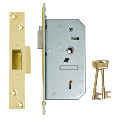 UNION C-Series 3R35 Deadlocking Latch 80mm Keyed To Differ 3R35 Left Handed - Polished Brass