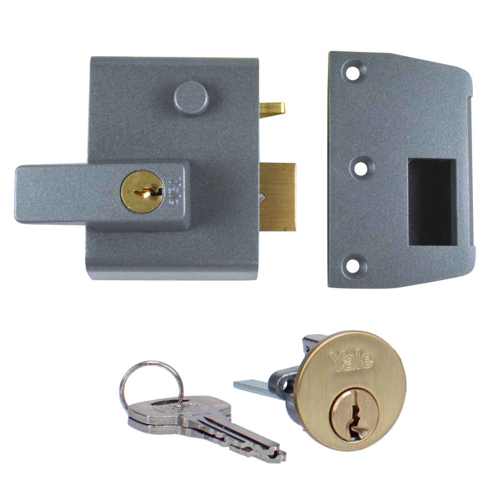 YALE No.1 & No.2 Auto Deadlocking Nightlatch 40mm / PB P2 - Dull Metal Grey