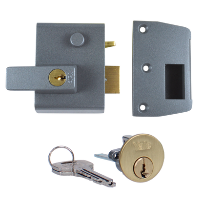 YALE No.1 & No.2 Auto Deadlocking Nightlatch 40mm / PB P2 - Dull Metal Grey