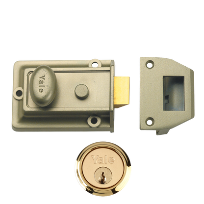 YALE 77 & 706 Non-Deadlocking Traditional Nightlatch 60mm ENB with Cylinder - Polished Brass