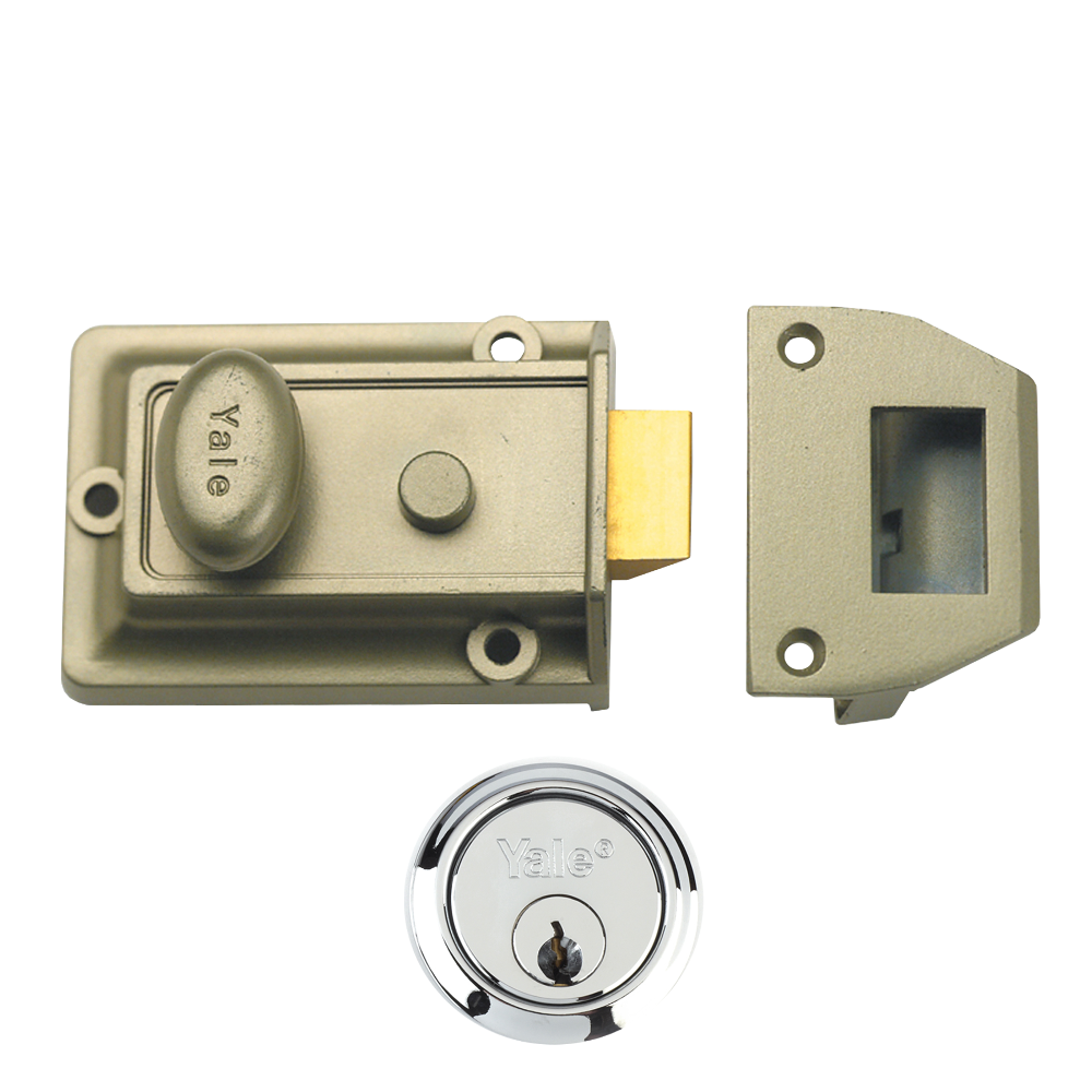 YALE 77 & 706 Non-Deadlocking Traditional Nightlatch 60mm ENB with Cylinder - Satin Chrome