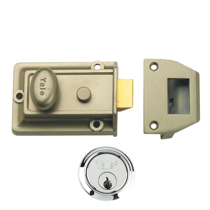 YALE 77 & 706 Non-Deadlocking Traditional Nightlatch 60mm ENB with Cylinder - Satin Chrome