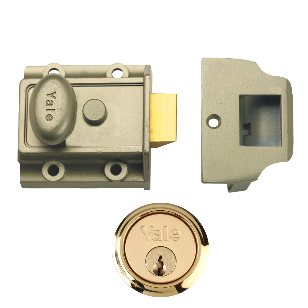 YALE 77 & 706 Non-Deadlocking Traditional Nightlatch 40mm ENB with Cylinder - Polished Brass