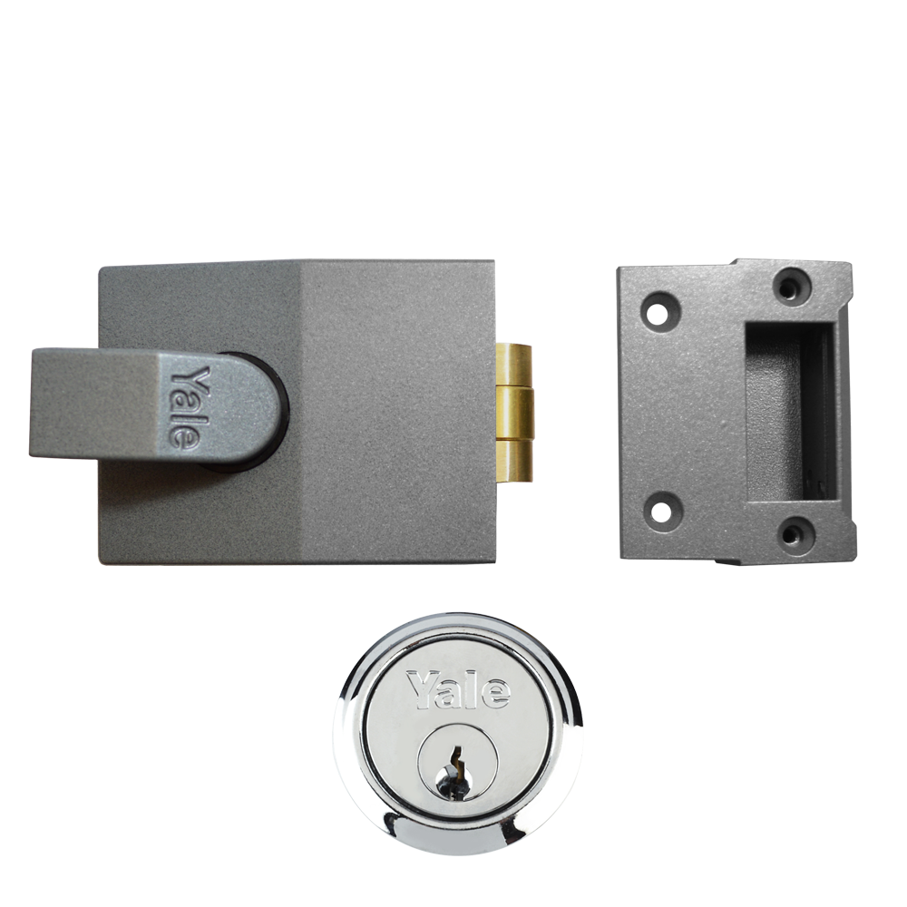 YALE 81 Rollerbolt Nightlatch 60mm with Cylinder - Dull Metal Grey