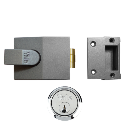 YALE 81 Rollerbolt Nightlatch 60mm with Cylinder - Dull Metal Grey