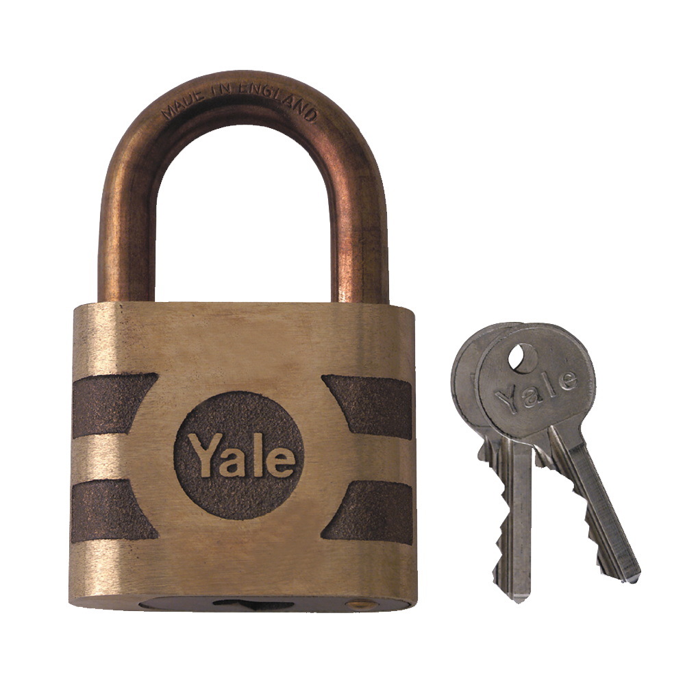 YALE 850 & 870 Open Shackle Bronze Padlock 50mm Keyed To Differ Loose - Brass