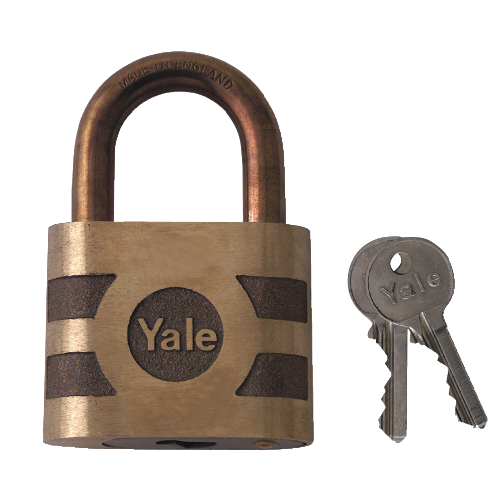 YALE 850 & 870 Open Shackle Bronze Padlock 64mm Keyed To Differ - Brass