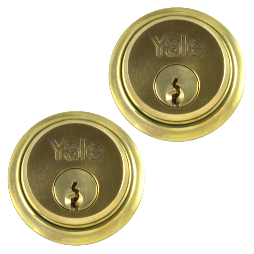 YALE 1122 Screw-In Cylinder Keyed Alike Pair - Polished Brass