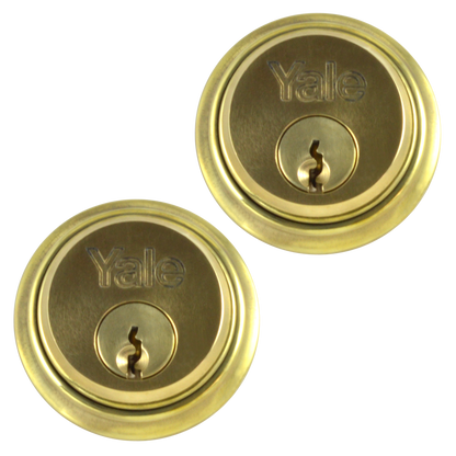 YALE 1122 Screw-In Cylinder Keyed Alike Pair - Polished Brass