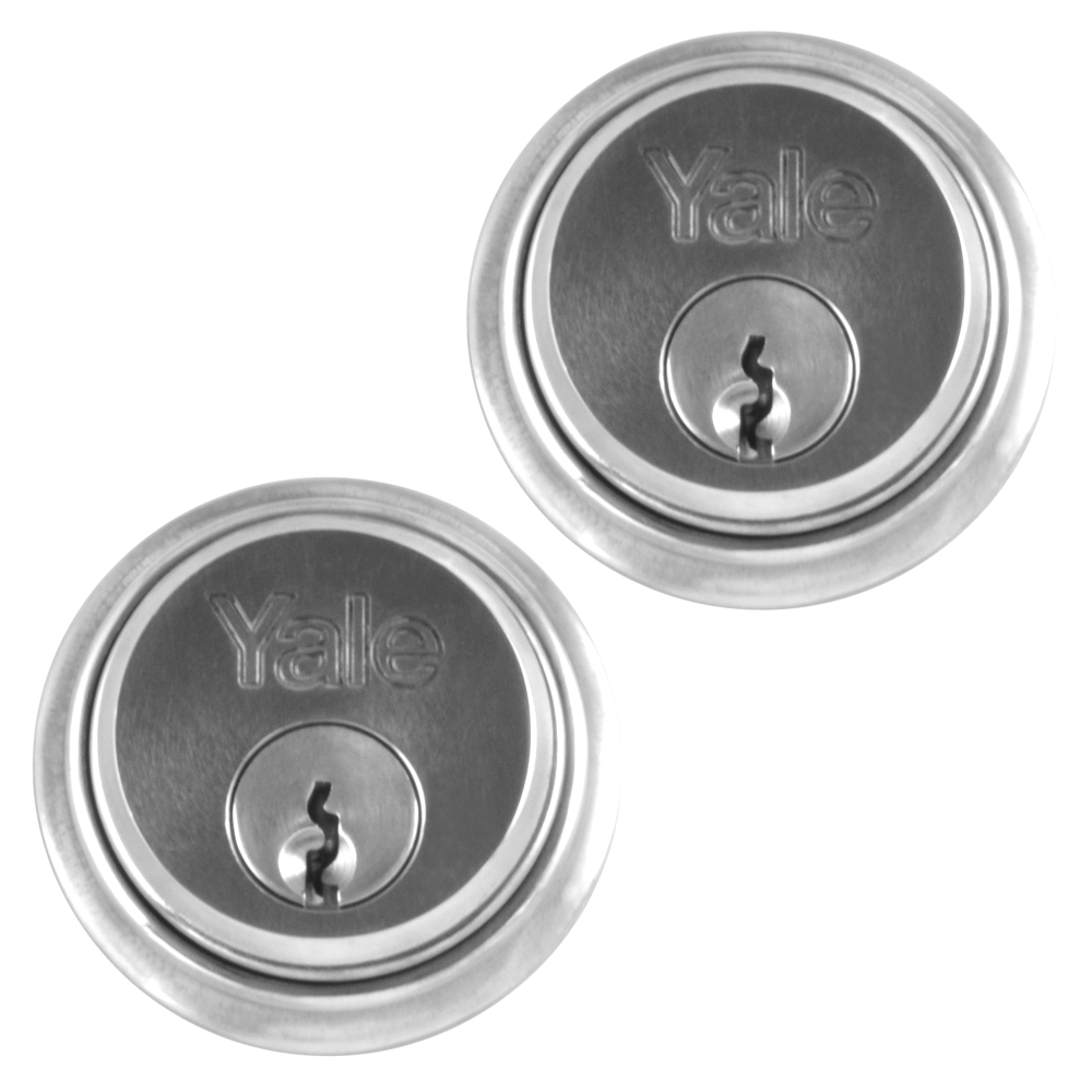 YALE 1122 Screw-In Cylinder Keyed Alike Pair - Satin Chrome