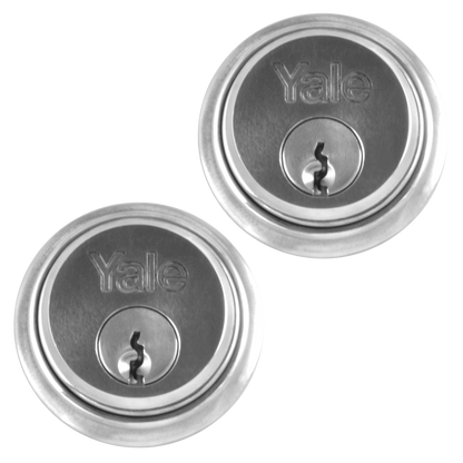 YALE 1122 Screw-In Cylinder Keyed Alike Pair - Satin Chrome