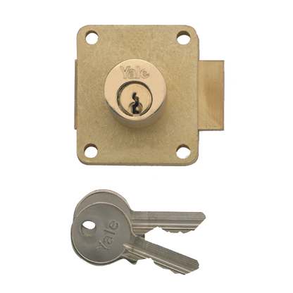 YALE 076 Cylinder Straight Cupboard Lock 16mm Keyed To Differ - Polished Brass