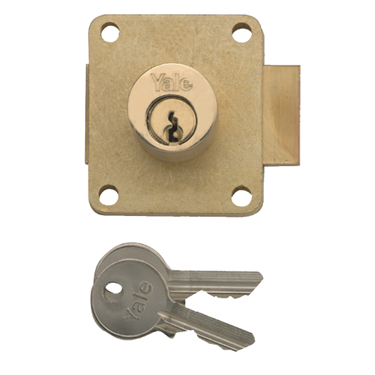 YALE 076 Cylinder Straight Cupboard Lock 22mm Keyed To Differ - Polished Brass