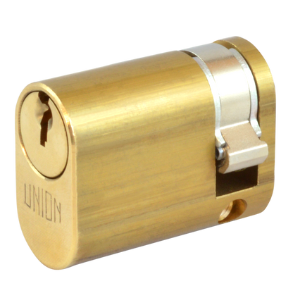 UNION 2x8 Oval Half Cylinder To Suit 2332 Oval Profile Nightlatches 40mm 30/10 Keyed To Differ PB - Polished Lacquered Brass