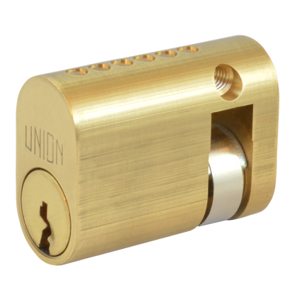 UNION 2x1 Oval Half Cylinder 40mm 30/10 Keyed To Differ PB - Polished Lacquered Brass