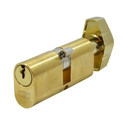 UNION 2X13 Oval Key & Turn Cylinder 65mm 32.5/T32.5 27.5/10/T27.5 Keyed To Differ PL - Polished Lacquered Brass