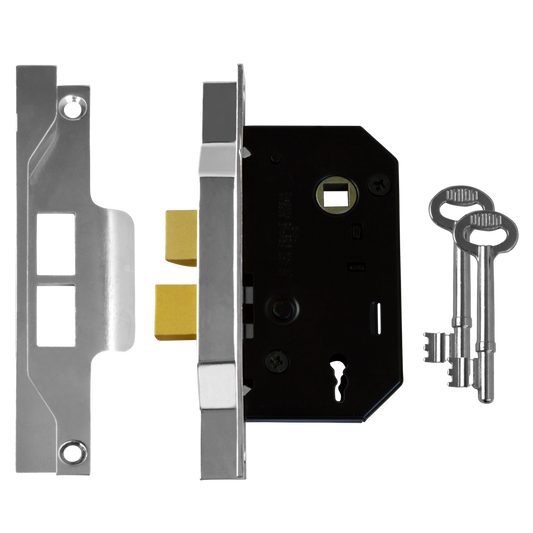 UNION 2242 2 Lever Sashlock 64mm Keyed To Differ - Silver Enamelled