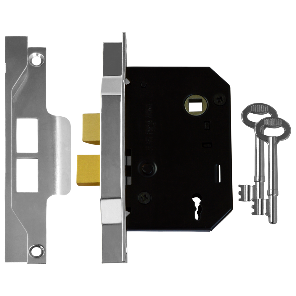 UNION 2242 2 Lever Sashlock 75mm Keyed To Differ - Silver Enamelled