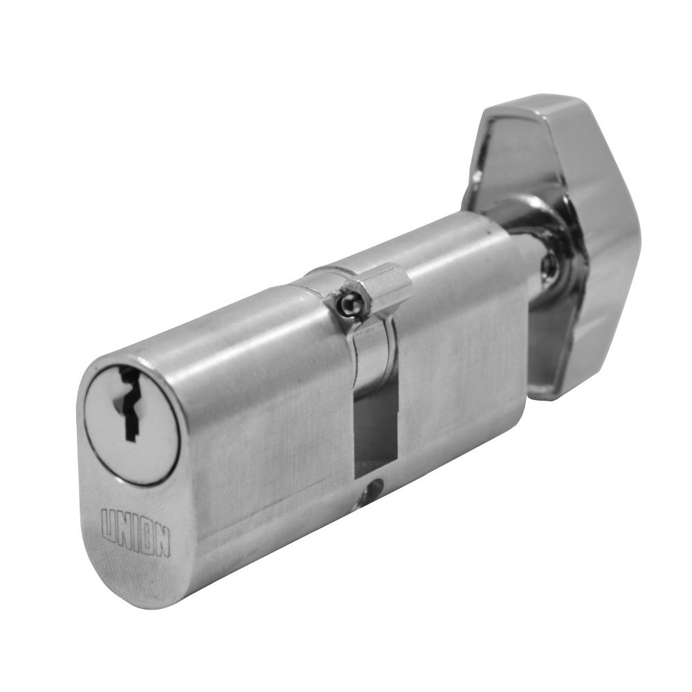 UNION 2X13 Oval Key & Turn Cylinder 65mm 32.5/T32.5 27.5/10/T27.5 Keyed Alike WVL482 - Satin Chrome