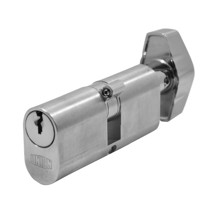 UNION 2X13 Oval Key & Turn Cylinder 65mm 32.5/T32.5 27.5/10/T27.5 Keyed Alike WVL482 - Satin Chrome