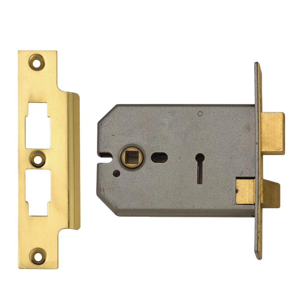 UNION 2077 Horizontal 3 Lever Sashlock 127mm Keyed To Differ - Polished Lacquered Brass