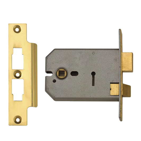 UNION 2077 Horizontal 3 Lever Sashlock 127mm Keyed To Differ - Polished Lacquered Brass