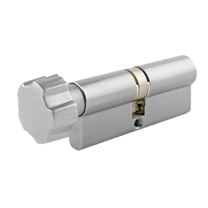 UNION 2X19 Euro Key & Turn Cylinder 65mm 32.5/T32.5 27.5/10/T27.5 Keyed To Differ - Satin Chrome