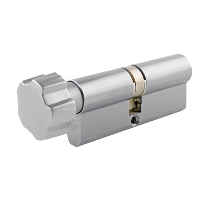 UNION 2X19 Euro Key & Turn Cylinder 65mm 32.5/T32.5 27.5/10/T27.5 Keyed To Differ - Satin Chrome