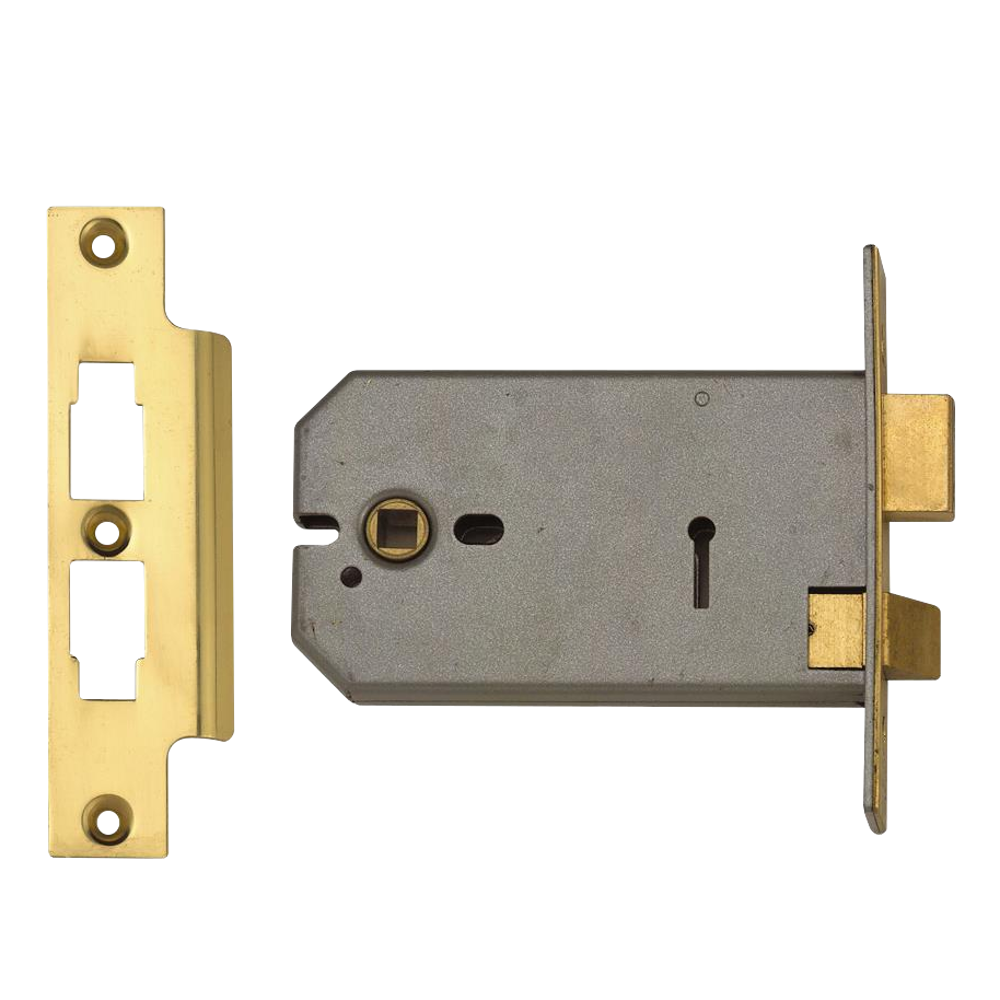 UNION 2077 Horizontal 3 Lever Sashlock 152mm Keyed To Differ - Polished Lacquered Brass