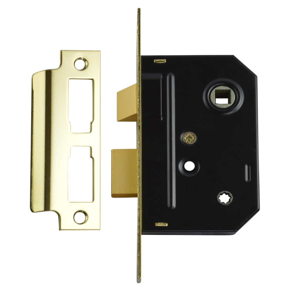 UNION 2294 Mortice Bathroom Lock 64mm - Polished Lacquered Brass