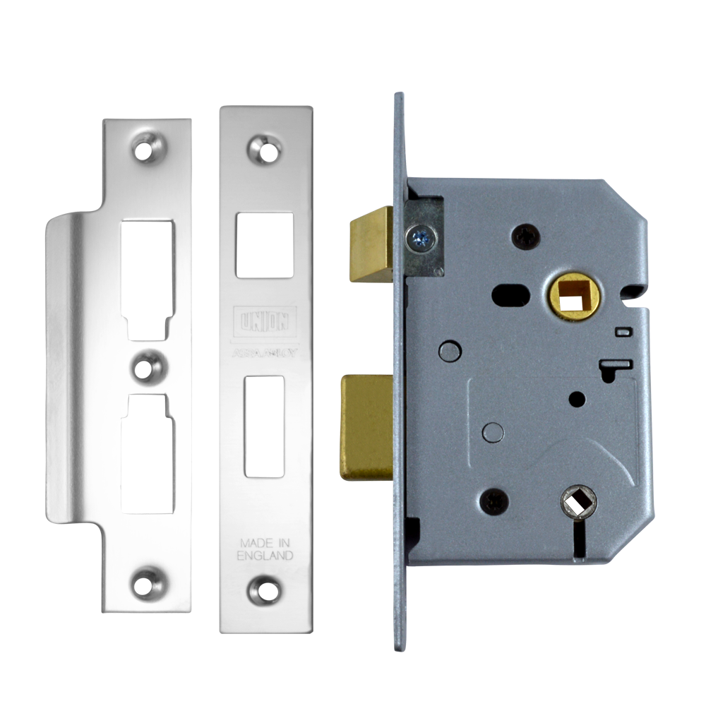 UNION 2226 Mortice Bathroom Lock 64mm - Satin Chrome