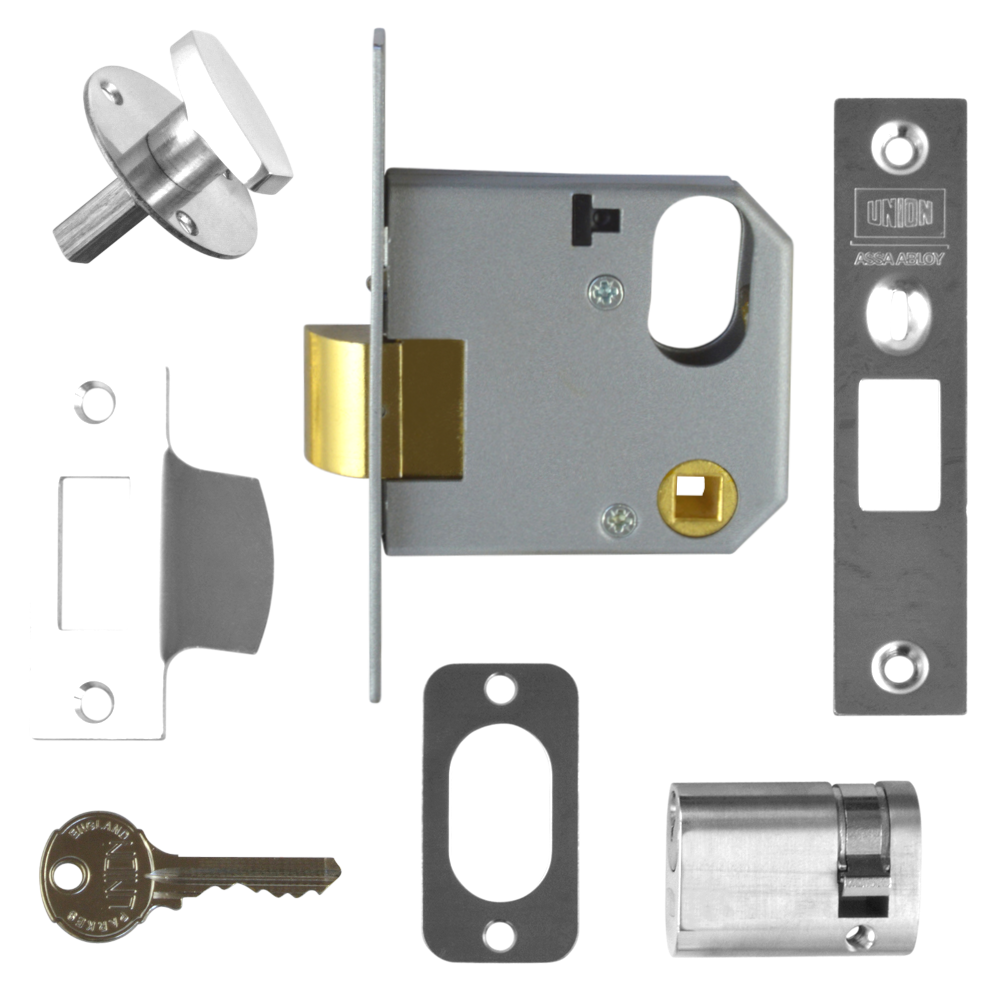 UNION 2332 Oval Nightlatch 76mm - Satin Chrome