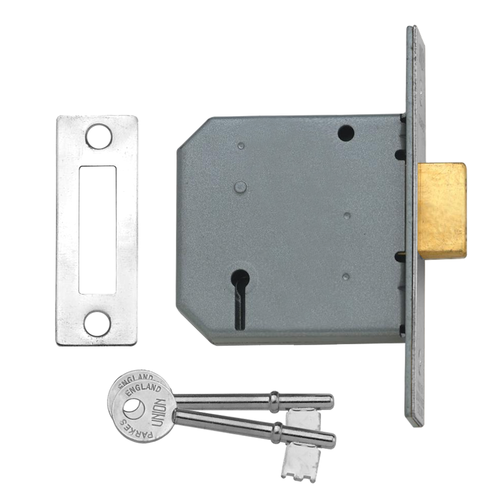 UNION 2177 3 Lever Deadlock 75mm Keyed Alike M101M - Satin Chrome