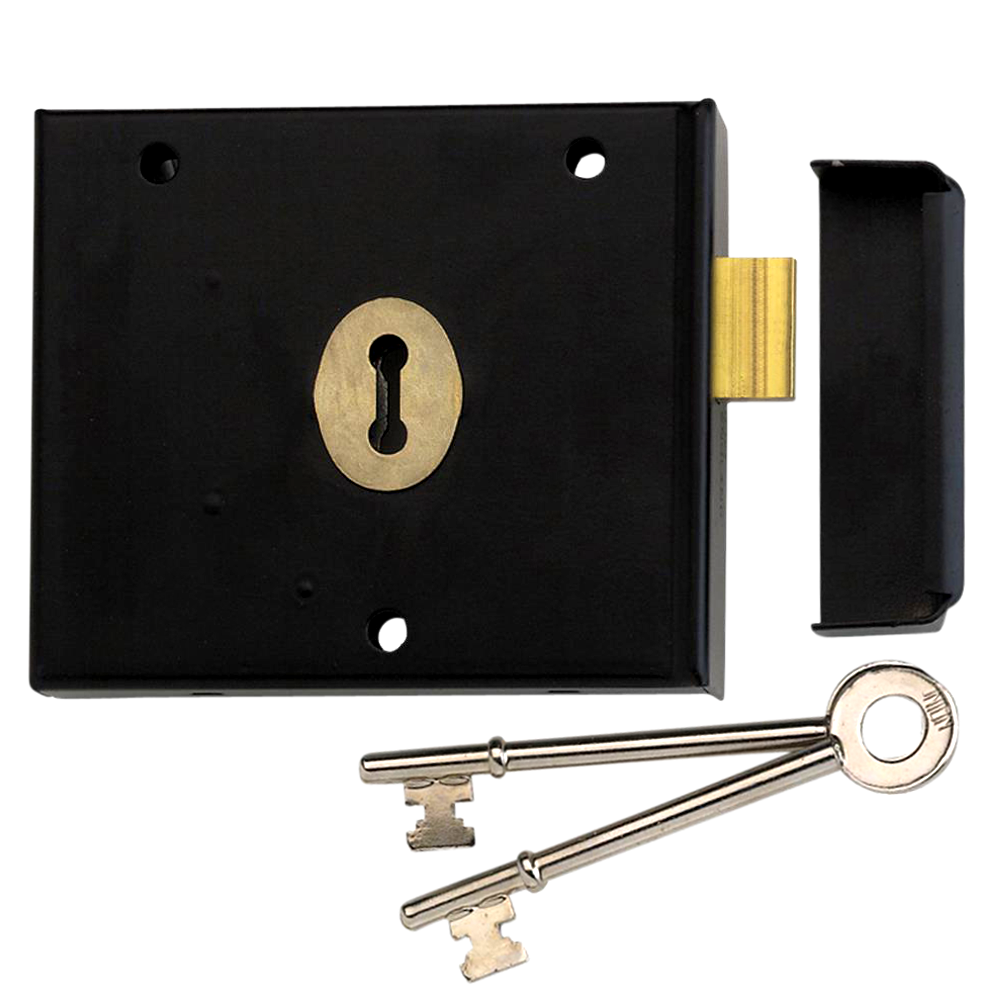 UNION 1116 1 Lever Rim Deadlock 108mm Keyed To Differ - Black