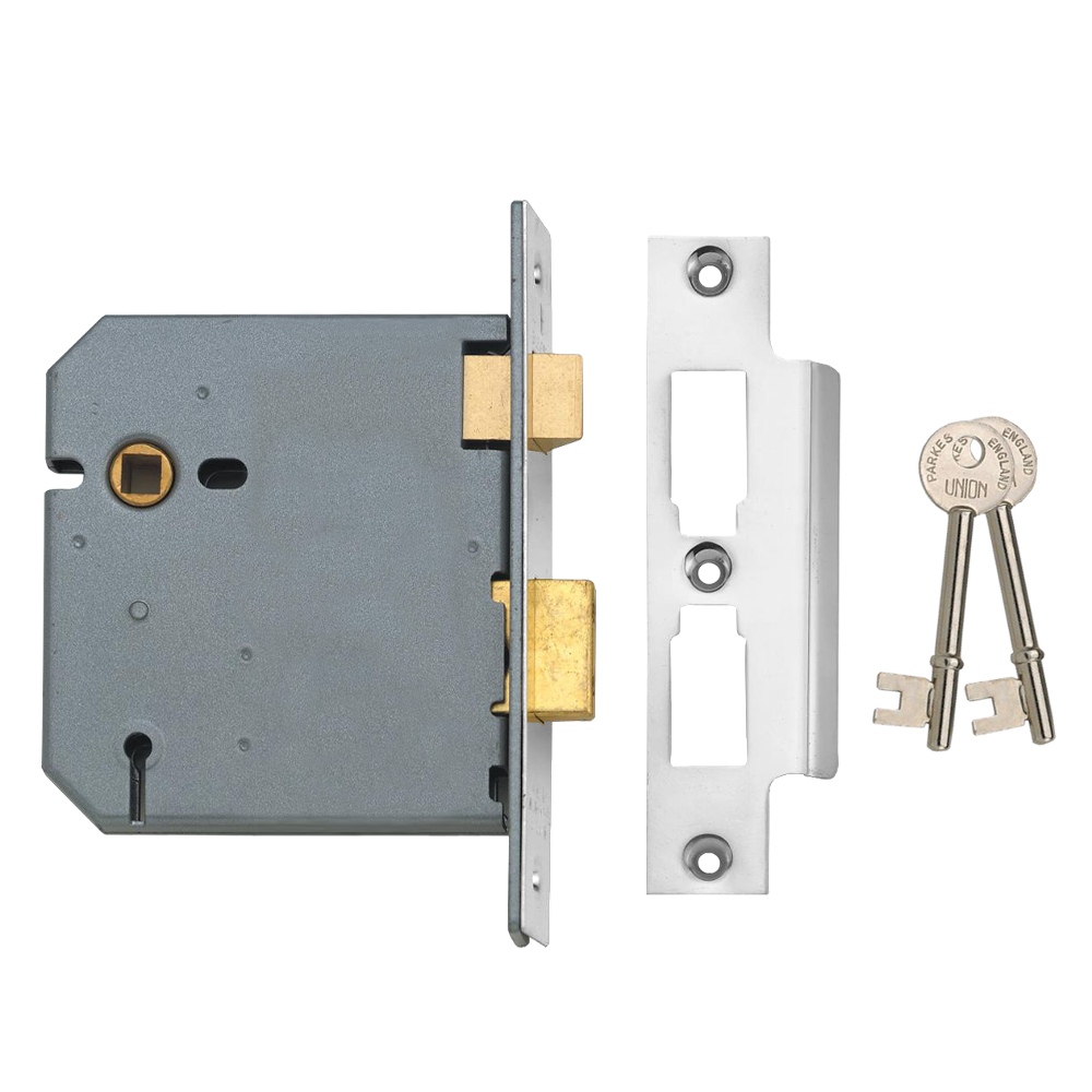 UNION 2277 3 Lever Sashlock 100mm Keyed To Differ - Satin Chrome