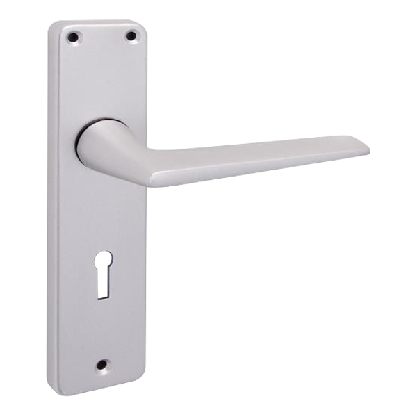 UNION 644 Teal Plate Mounted Lever Furniture Anodised Silver Lever Lock