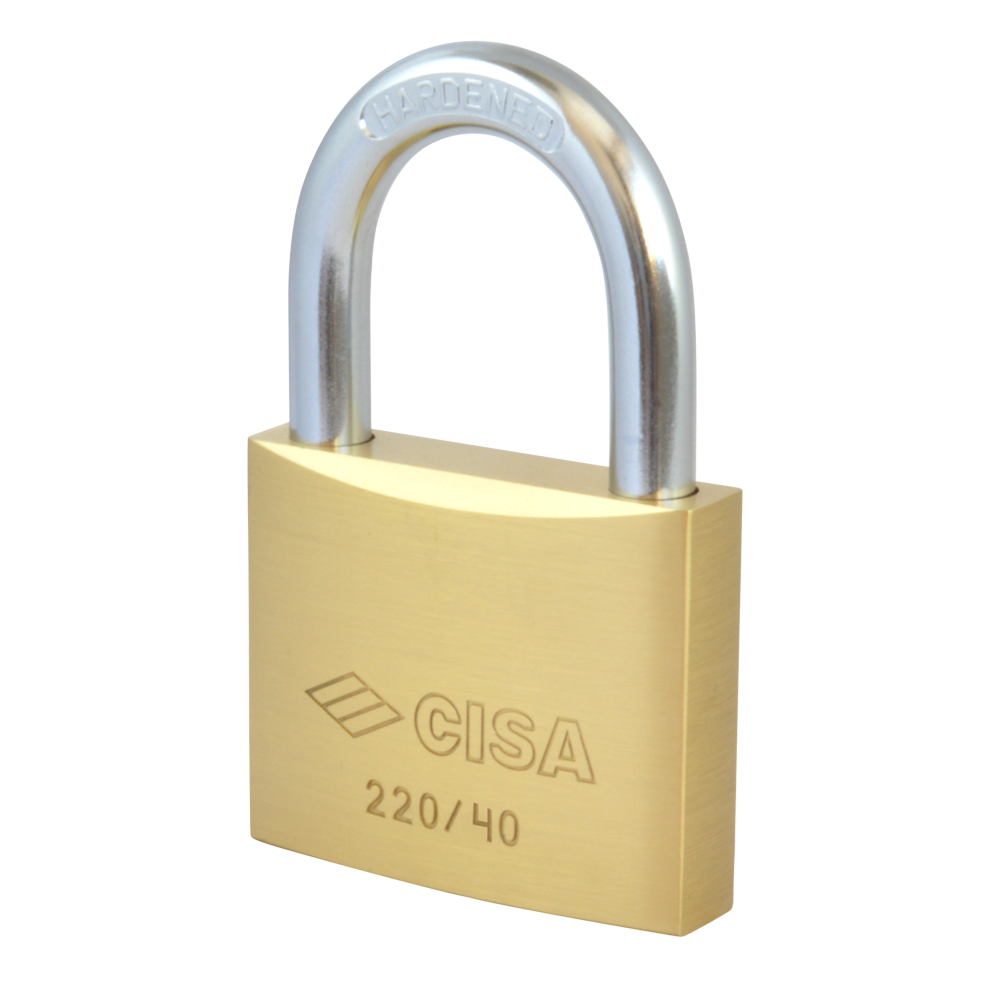 CISA 22010 KD Open Shackle Brass Padlock 40mm Keyed To Differ - Brass