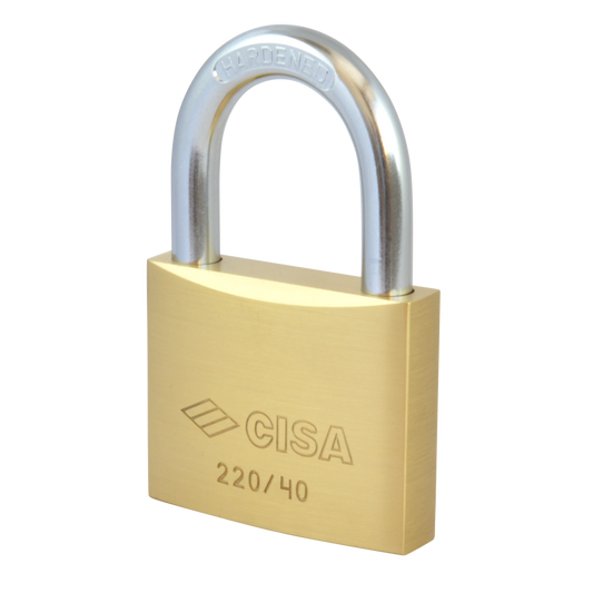 CISA 22010 KD Open Shackle Brass Padlock 40mm Keyed To Differ - Brass