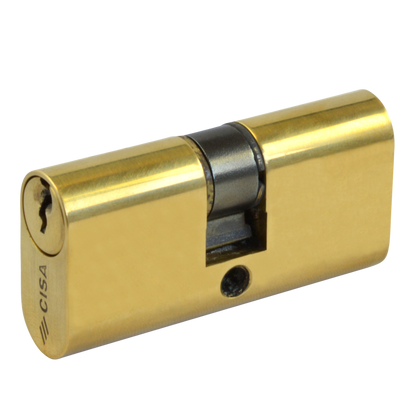 CISA C2000 Small Oval Double Cylinder 55mm 27.5/27.5 22.5/10/22.5 Keyed To Differ - Polished Brass